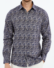 Floral  patterned blue shirt for men