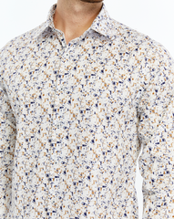 ICONIC LIBERTY Geo I – Men's Blue , Brown Geometric Print Cotton Shirt