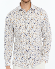 ICONIC LIBERTY Geo I – Men's Blue , Brown Geometric Print Cotton Shirt