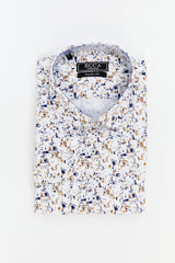 ICONIC LIBERTY Geo I – Men's Blue , Brown Geometric Print Cotton Shirt