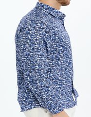 blue patterned shirt for men