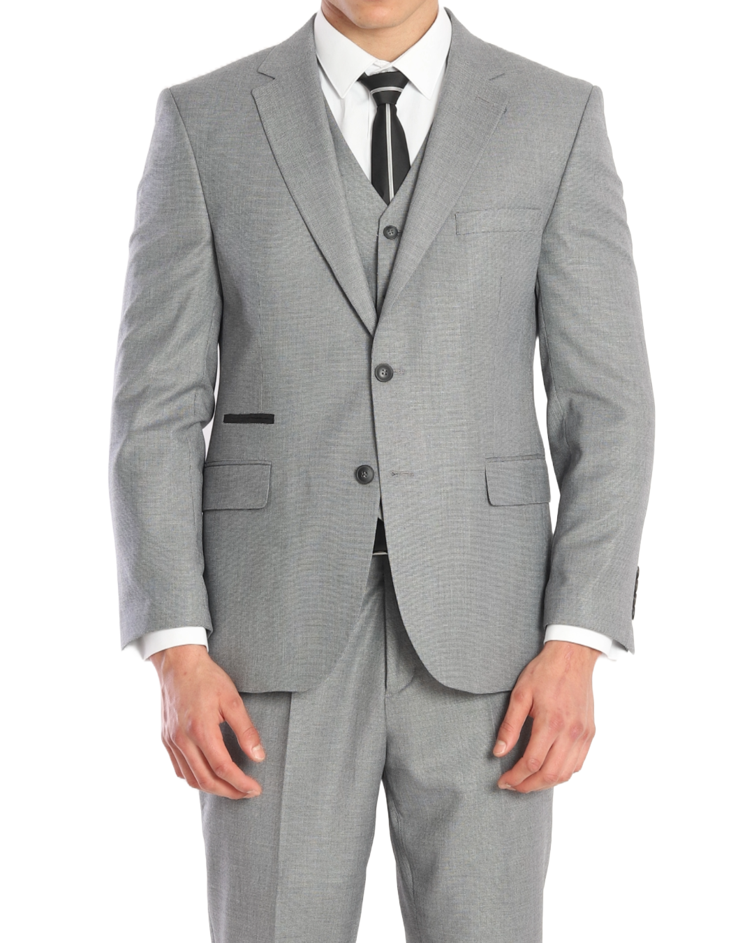 BARRON ASH I - Grey Texture Plain Three Piece Suit – ecanyon