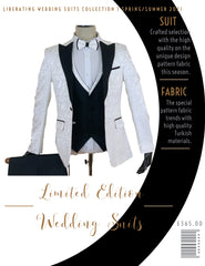 White &  Black Wedding Three Piece Suits