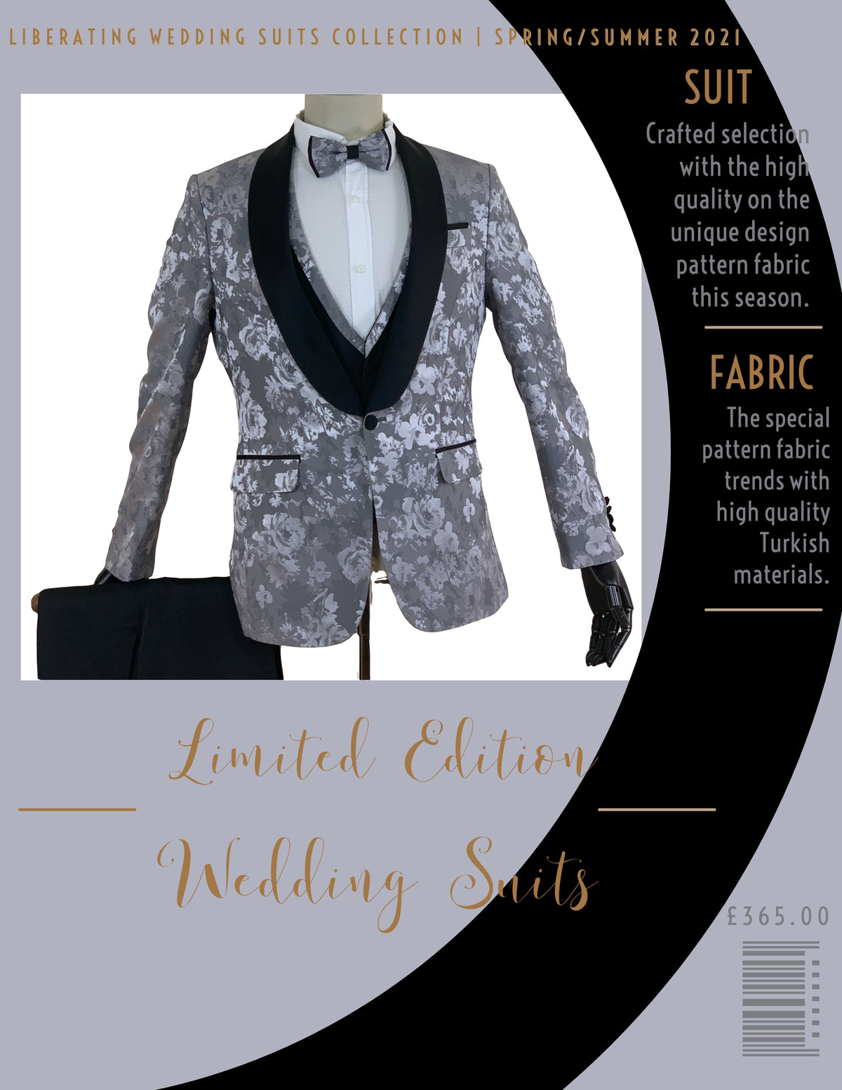Grey Design Wedding Three Piece Suits