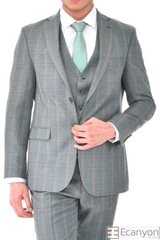 Green Plaid Burgundy Three Piece Suit, A timeless a green plaid burgundy design suit that can be styled up for special events or styled down for the office. The matching quality a green plaid burgundy design waistcoat and trousers are paired with a green plaid burgundy matched design  jacket. You’ll love the patterned lining panels on this suit, especially the one in the jacket’s breast pocket which doubles up as a pocket square.Master Fit 3 Piece SUIT