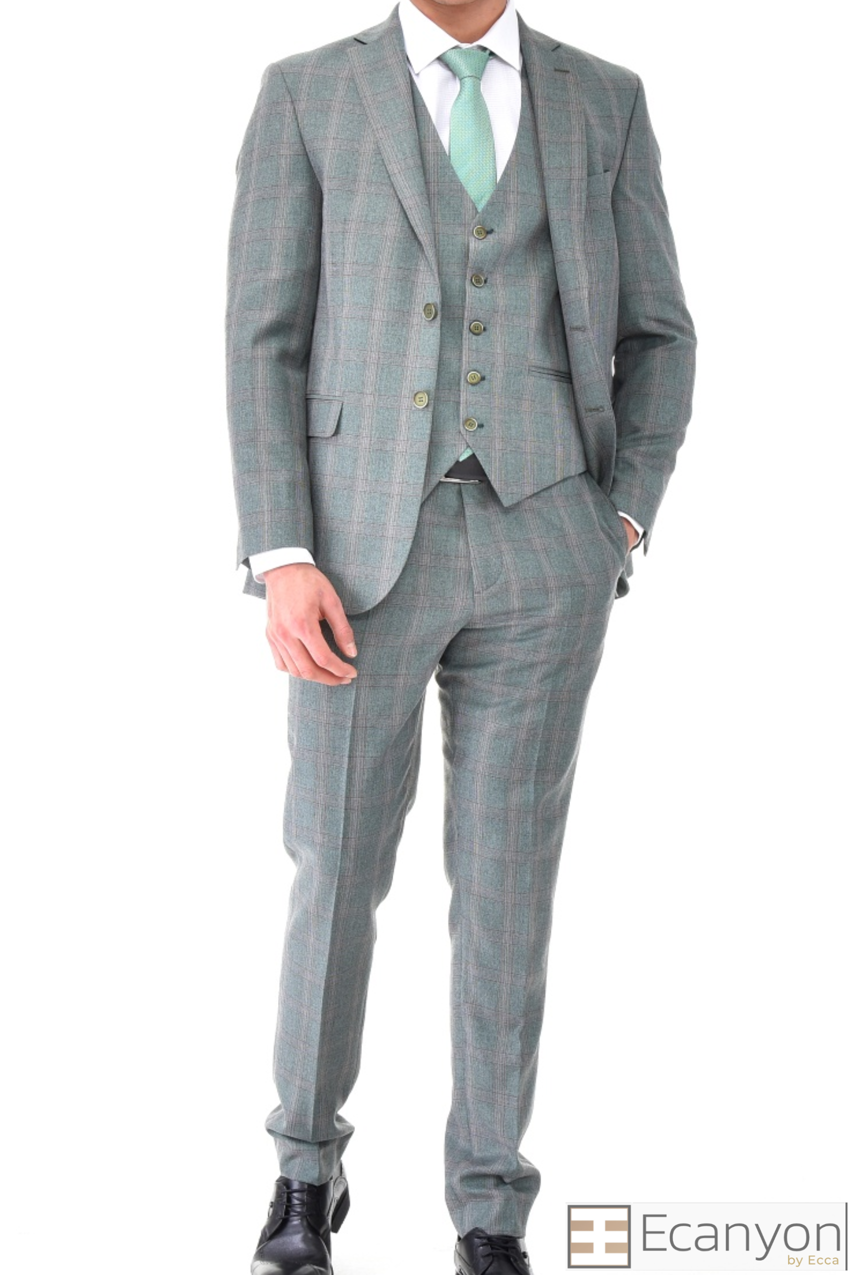 Green Plaid Burgundy Three Piece Suit, A timeless a green plaid burgundy design suit that can be styled up for special events or styled down for the office. The matching quality a green plaid burgundy design waistcoat and trousers are paired with a green plaid burgundy matched design jacket. You’ll love the patterned lining panels on this suit, especially the one in the jacket’s breast pocket which doubles up as a pocket square.Master Fit 3 Piece SUIT