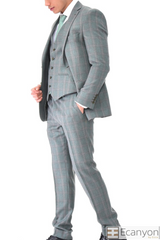 Green Plaid Burgundy Three Piece Suit, A timeless a green plaid burgundy design suit that can be styled up for special events or styled down for the office. The matching quality a green plaid burgundy design waistcoat and trousers are paired with a green plaid burgundy matched design jacket. You’ll love the patterned lining panels on this suit, especially the one in the jacket’s breast pocket which doubles up as a pocket square.Master Fit 3 Piece SUIT