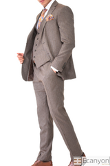 Brown Three Piece Suit Pattern Fabrics. A timeless a brown plain suit that can be styled up for special events or styled down for the office. The matching quality a brown plain waistcoat and trousers are paired with a brown plain suit jacket. You’ll love the patterned lining panels on this suit, especially the one in the jacket’s breast pocket which doubles up as a pocket square. Regular fit