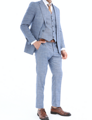 Bluer Blinders Linen Icnony - Linen Three Piece Suit
