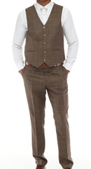 men's brown Check suit for men UK